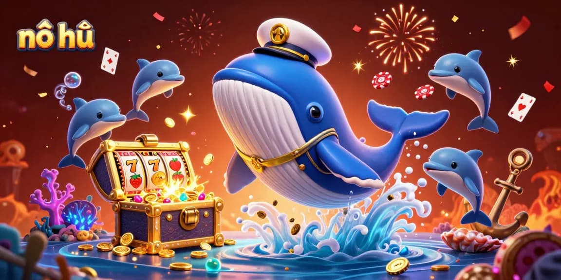 Spin the exhilarating nổ hũ jackpot with vibrant characters amidst a sea of riches and casino elements.