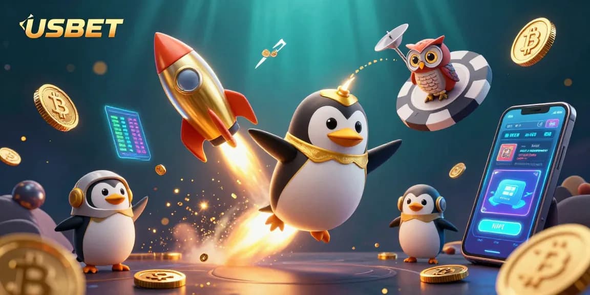 Join USBET for a thrilling casino adventure with a dazzling 3D penguin and crypto delights!