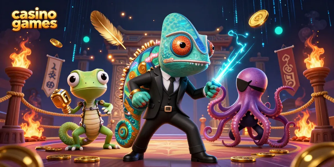 Experience thrilling casino games with vibrant characters in a dynamic 3D scene!