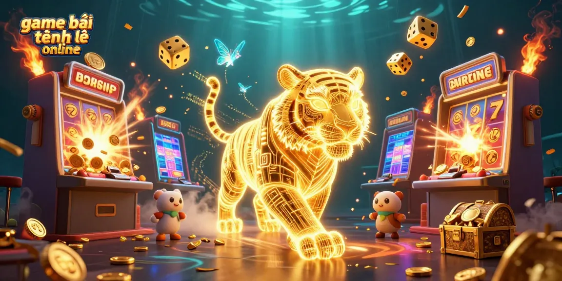 Win big with game bài tiến lên online as a golden tiger navigates a vibrant casino.