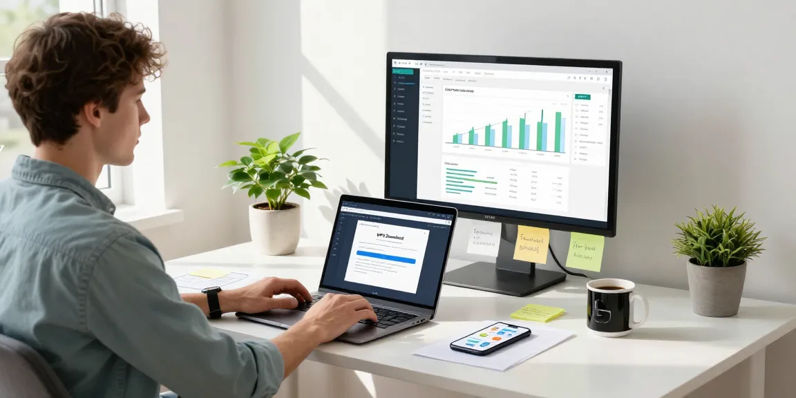 Efficient workspace showcasing WPS Download page on laptop, inspiring productivity atmosphere.