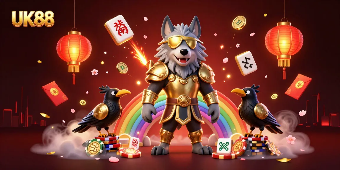 Immerse in UK88's vibrant casino scene with mythological figures and dynamic game elements.