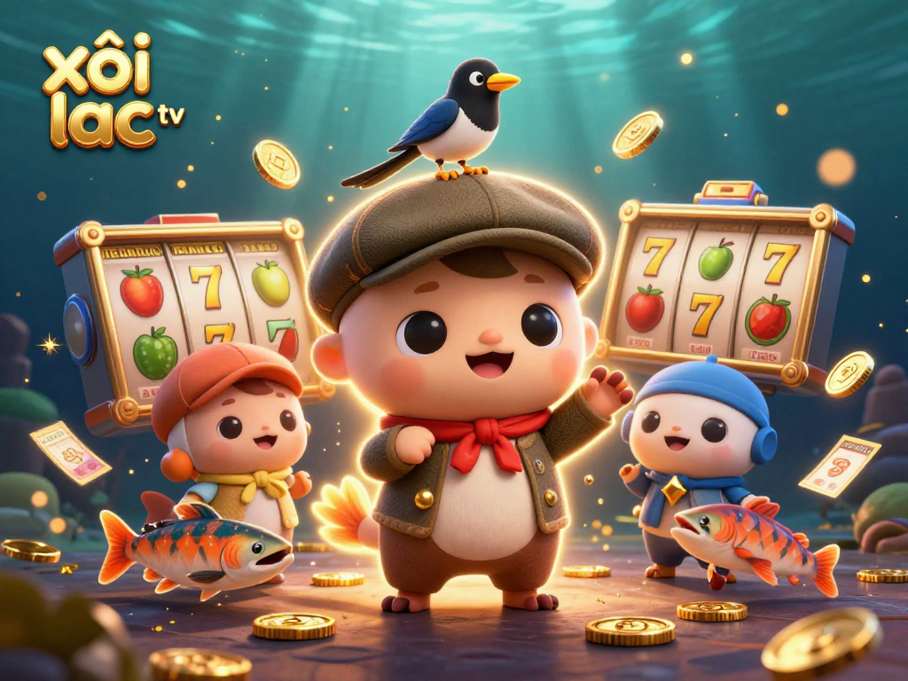 Experience thrilling gameplay at xôi lạc tv featuring a vibrant casino scene with baby Nessie and dynamic slot reels.