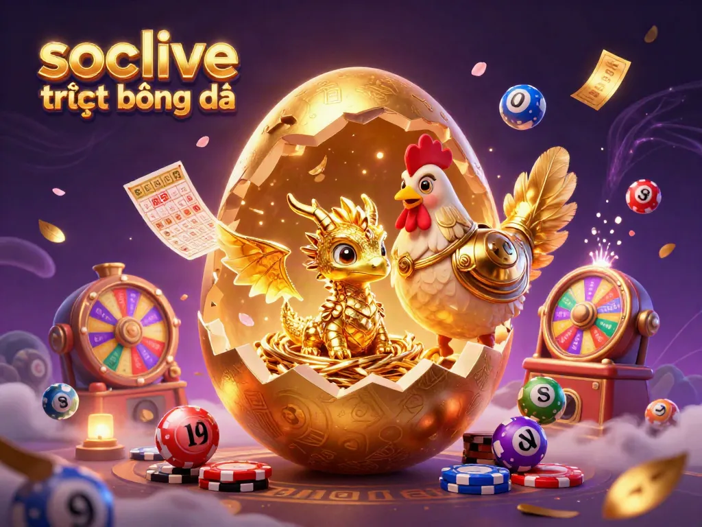Experience socolive trực tiếp bóng đá with engaging visuals featuring a golden dragon and colorful lottery elements.