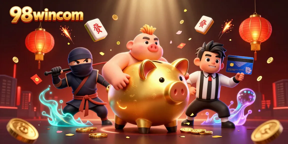 Experience thrilling moments with 98wincom as a sumo wrestler shakes coins at an energetic online casino scene.