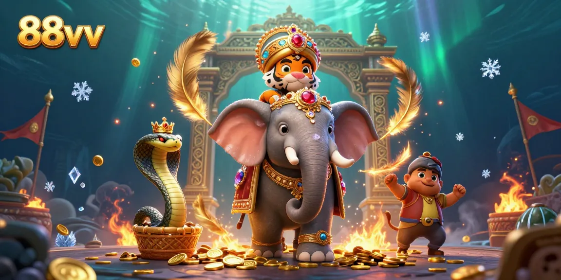 Experience thrilling 88vv casino action in an immersive 3D illustrated scene with vibrant visuals.