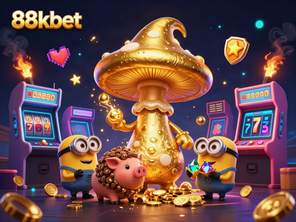 Experience lively excitement in the 88kbet casino world, featuring dynamic golden characters amid jackpot symbols.