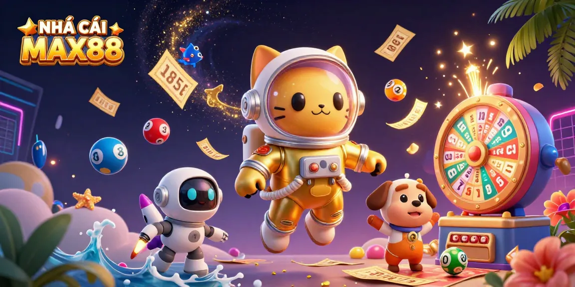 Engage with exciting gaming experiences at NHÀ CÁI MAX88, featuring vibrant lottery games and dynamic 3D characters.
